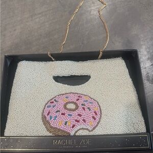 Rachel Zoe Beaded Cut-Out Handle Clutch🍩fun fashion/very versatile w/ plain side